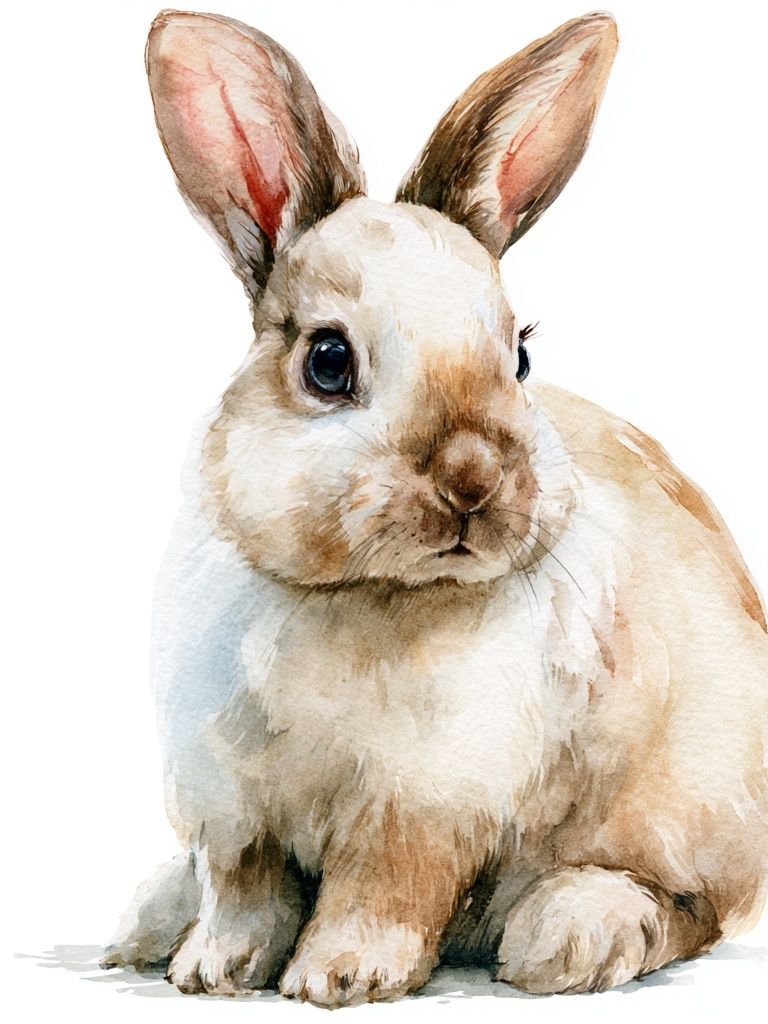 Watercolor Rabbit Portrait Poster. poster detail