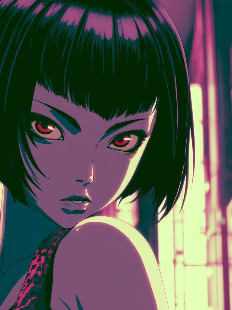 Neon Anime Portrait Poster. poster — anime art