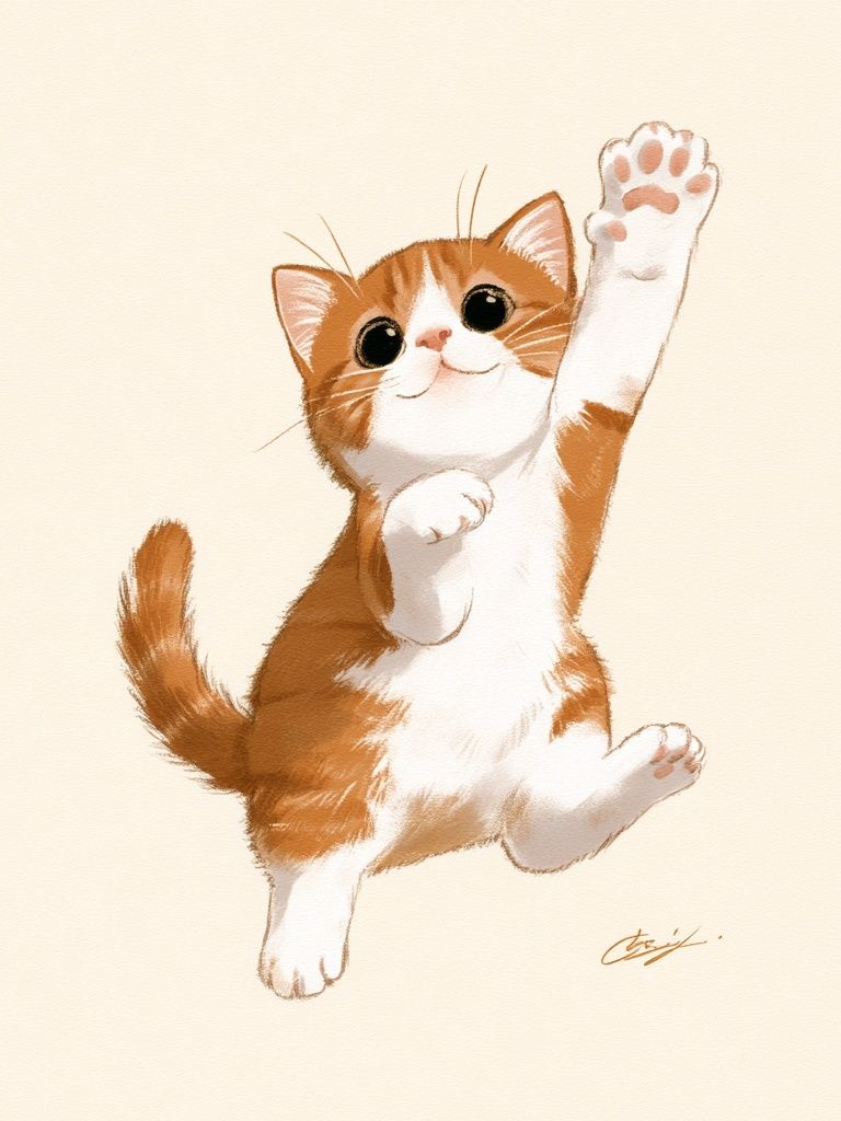 Playful Kitten Illustration Poster. poster — animals art