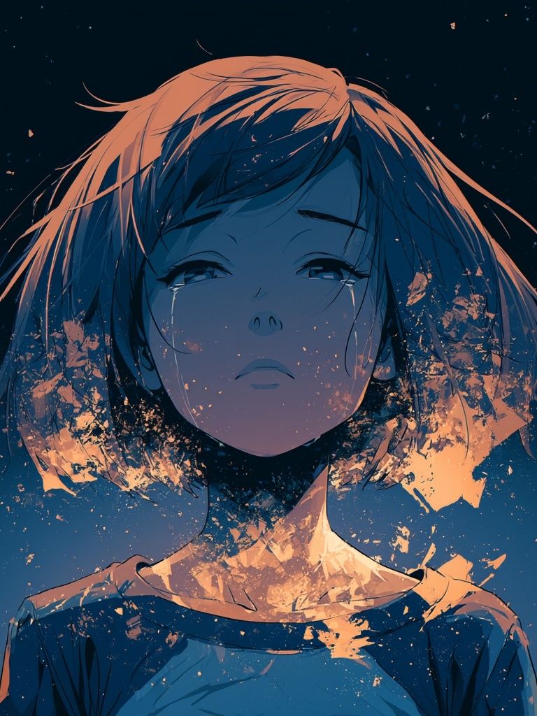 Melancholic Girl Portrait Poster. poster detail