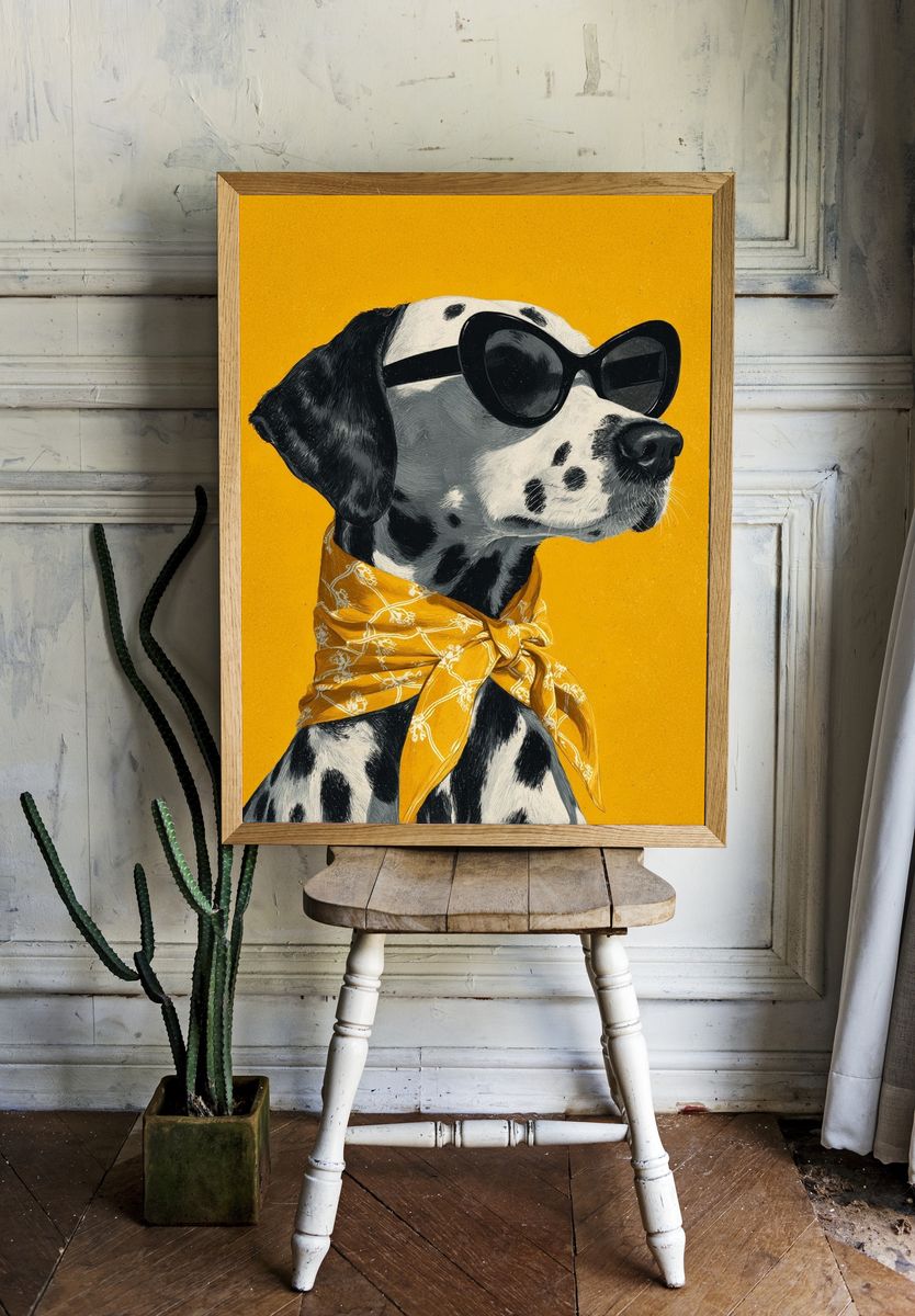 Dalmatian in Sunglasses Pop Art Poster room preview