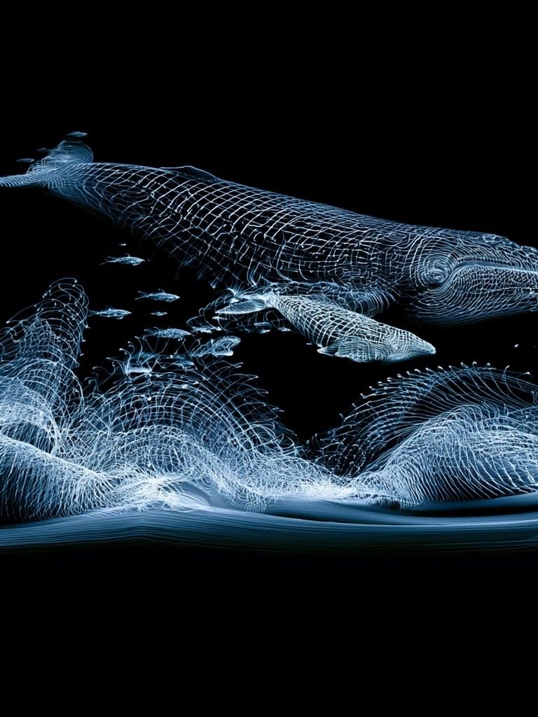 Bioluminescent Whale Abstract Print. poster detail