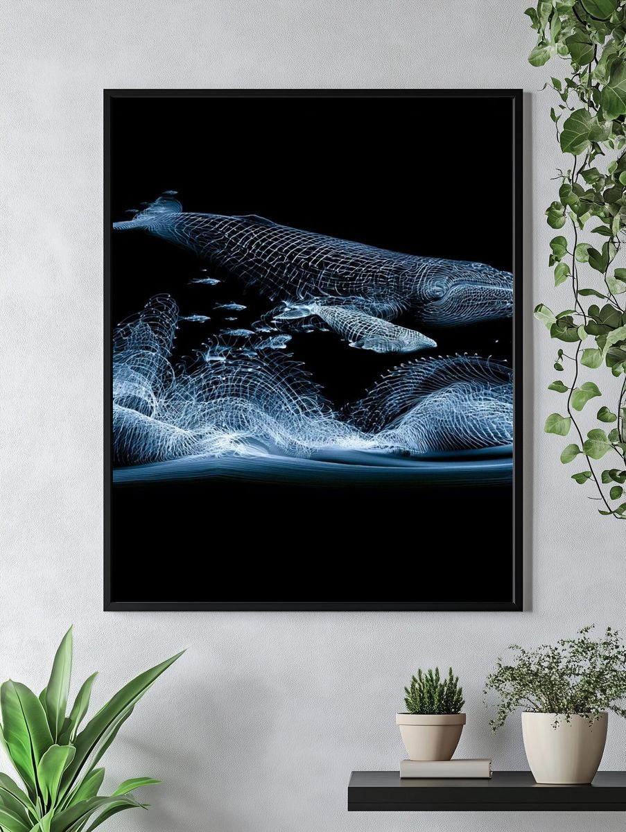 Bioluminescent Whale Abstract Print. — room view 4