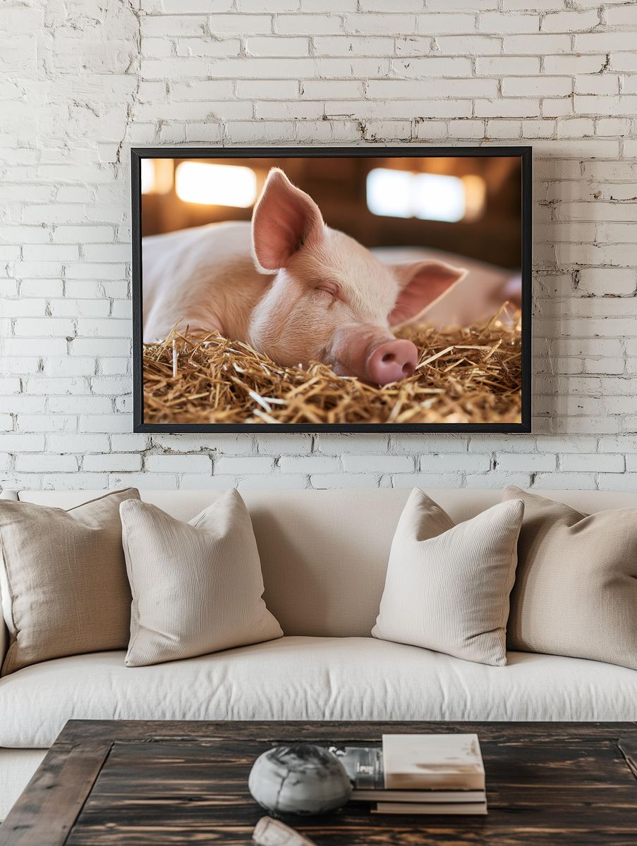 Sleeping Piglet Photography Poster. room preview