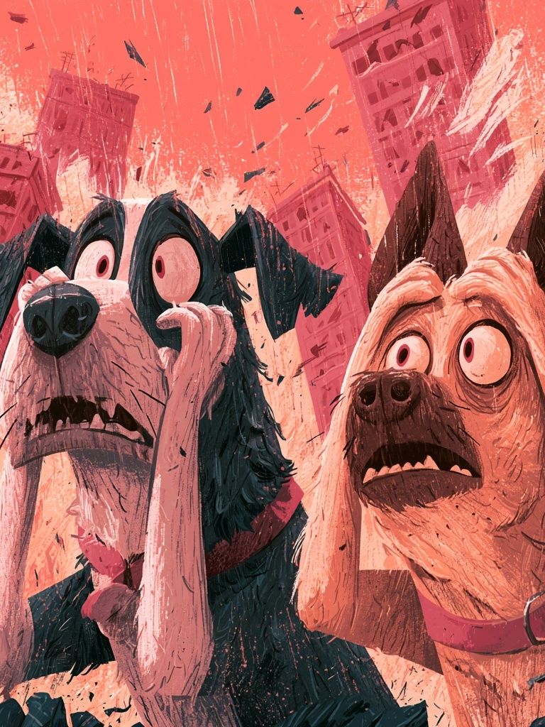 Surprised Dogs Digital Art Poster. poster detail