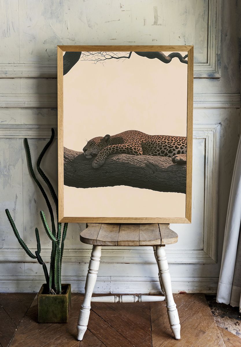 Sleeping Leopard Tree Poster. — room view 1