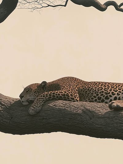 Sleeping Leopard Tree Poster. poster