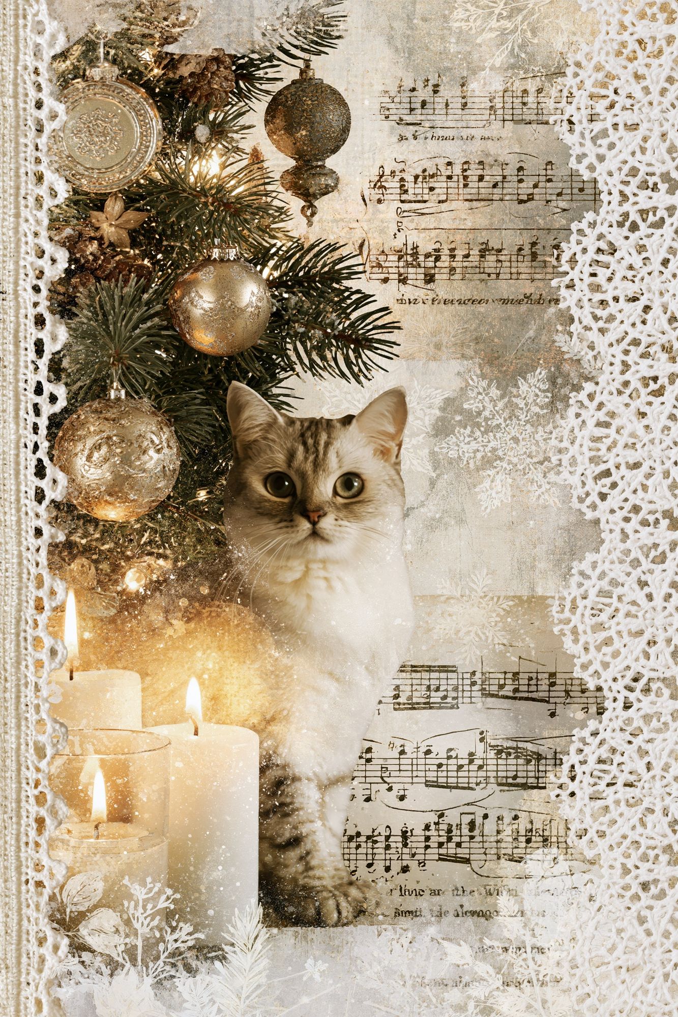 Christmas Cat Collage Poster. poster detail