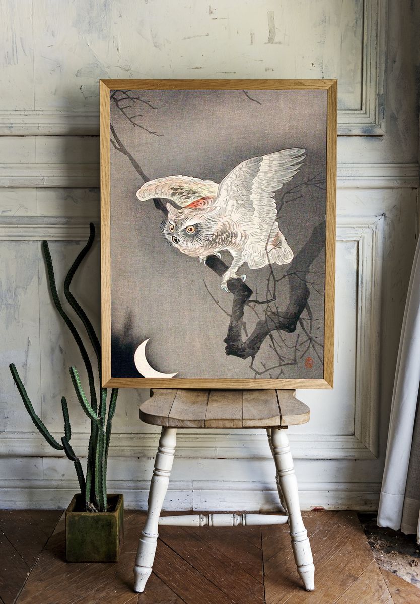 Scops Owl Moonlight Ohara Koson. — room view 1