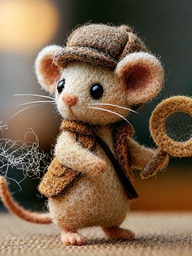 Needle-Felt Detective Mouse Poster. poster detail