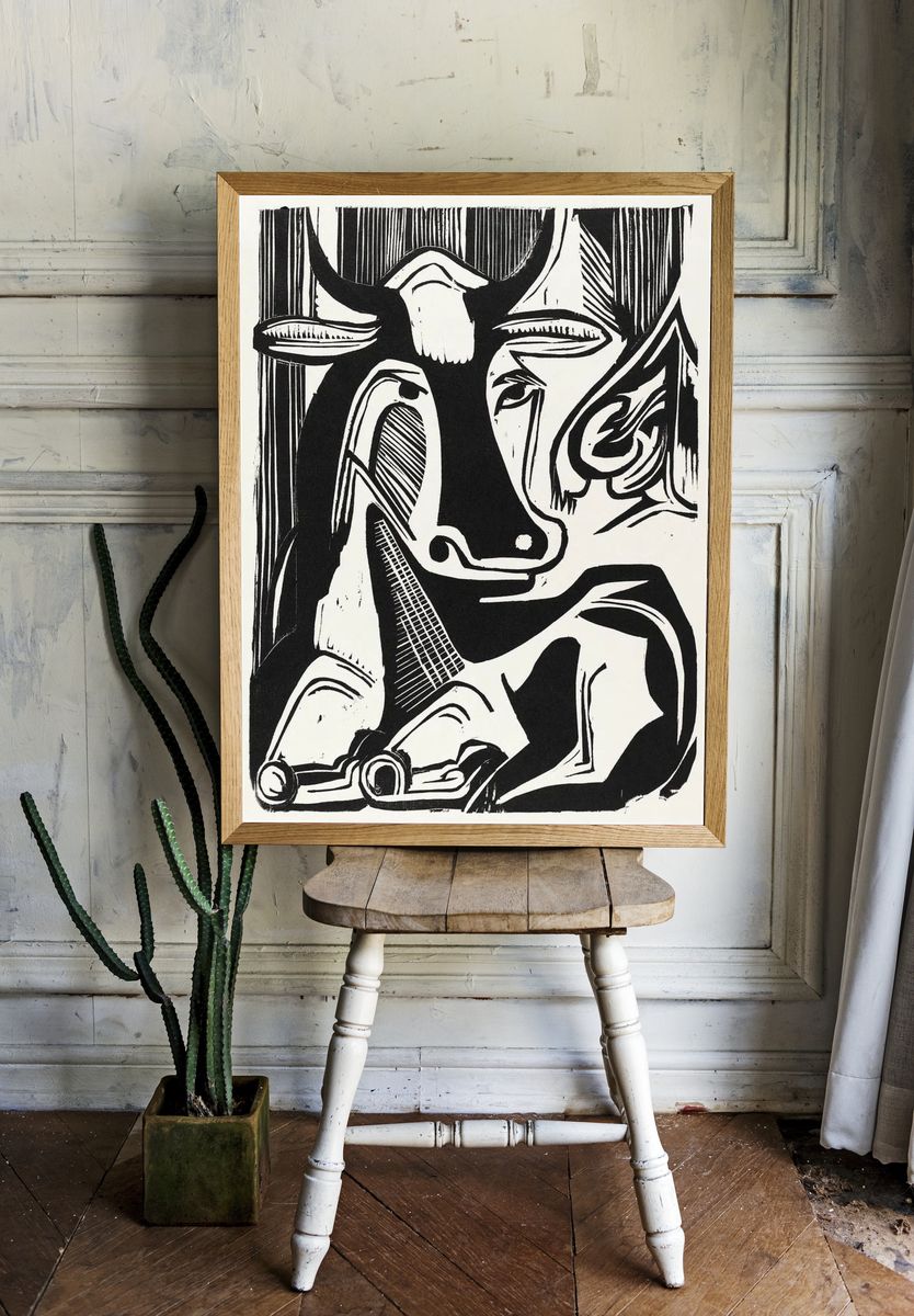 Large Cow Lying (1929) print. room preview