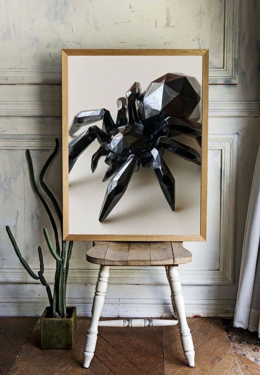 Black Geometric Spider Print. — room view 1
