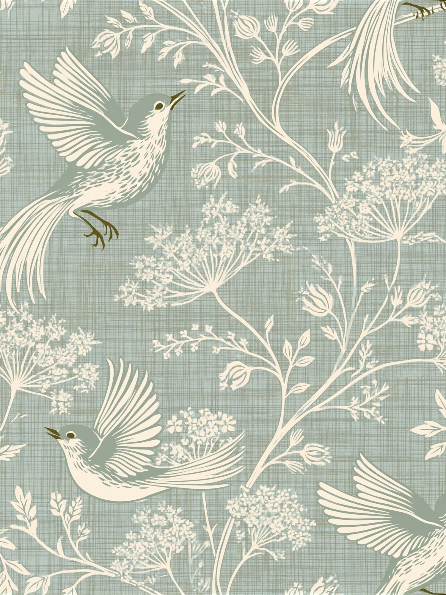 Birds and Wildflowers Botanical Print. poster — animals art