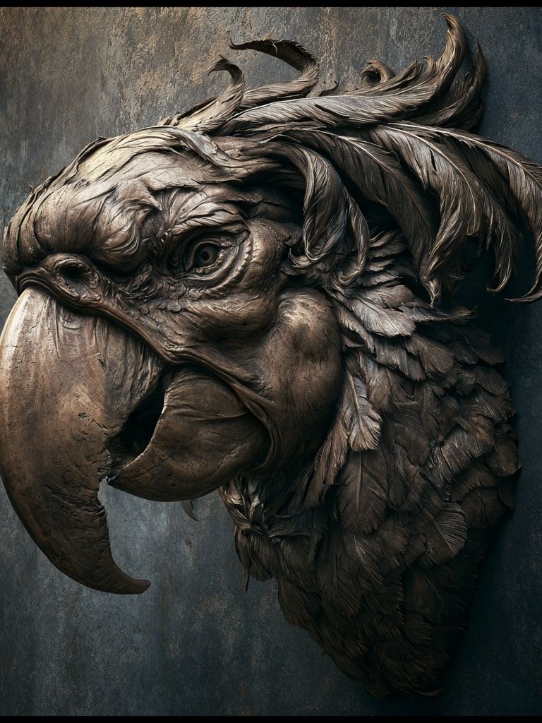 Parrot Sculpture Portrait Print. poster — animals art
