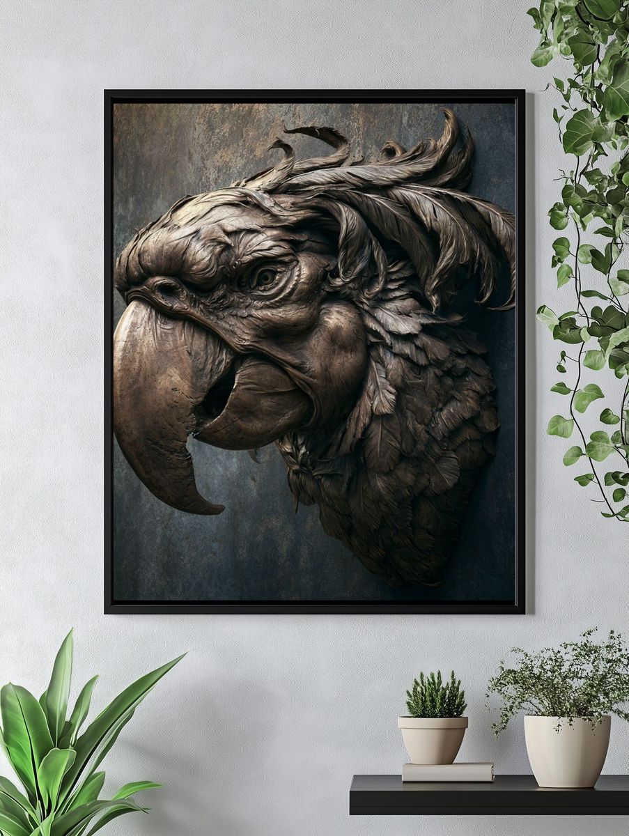 Parrot Sculpture Portrait Print. — room view 4