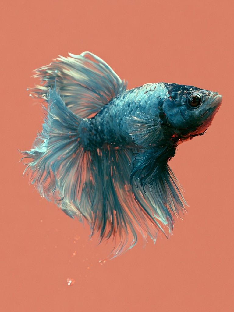 Blue Betta Fish Illustration Poster. poster detail