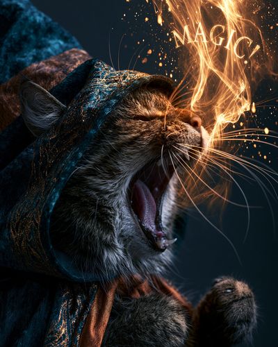Magic Cat Fantasy Illustration Poster. poster