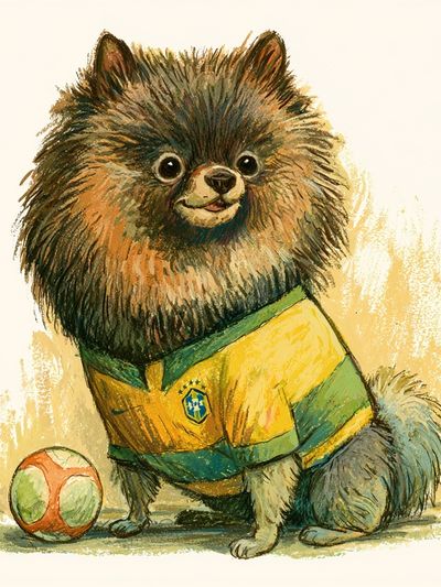 Pomeranian Soccer Illustration Poster. poster