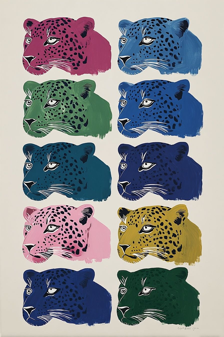 Pop Art Leopard Heads Poster. poster — animals art