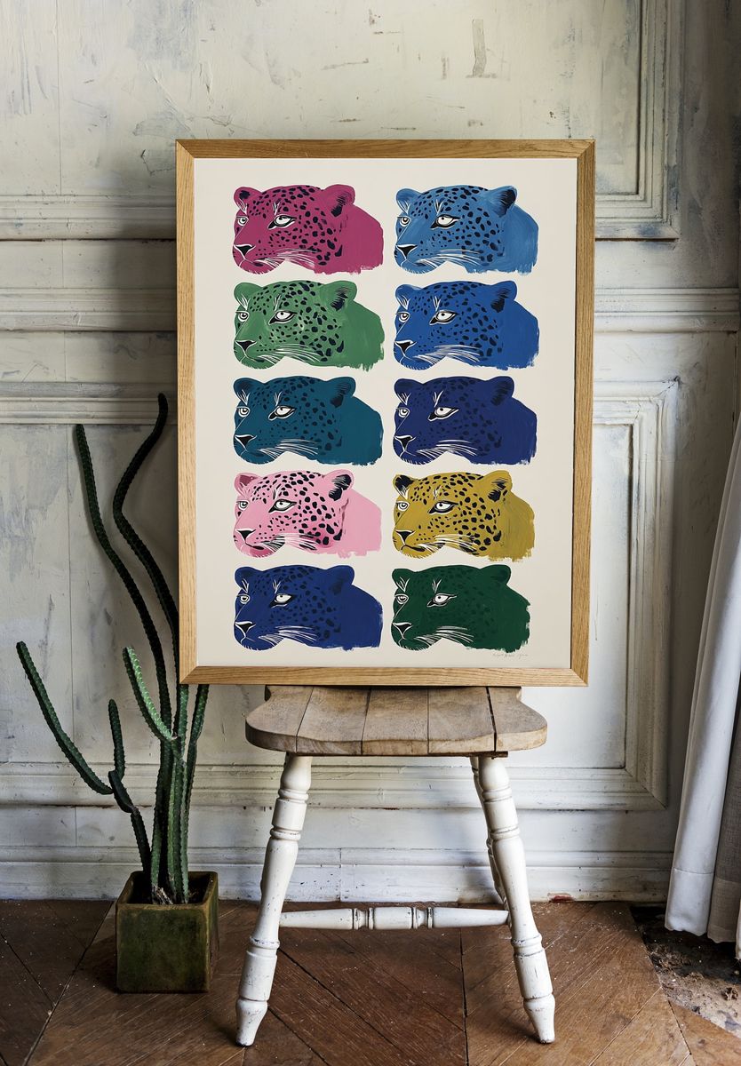 Pop Art Leopard Heads Poster. — room view 1