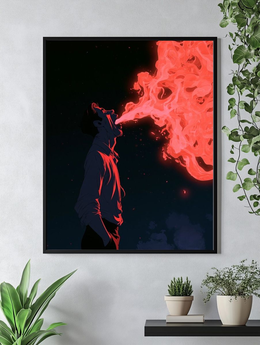 Fire Breath Anime Illustration Poster. — room view 4