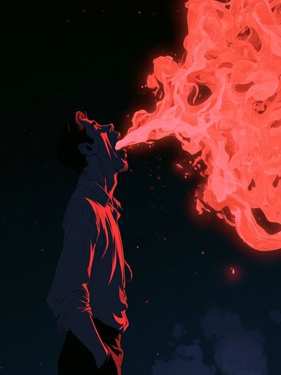 Fire Breath Anime Illustration Poster.