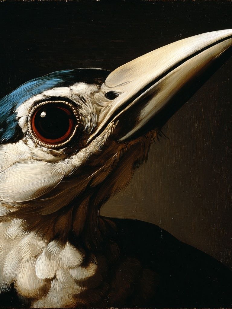 Kingfisher Portrait Illustration Poster. poster — animals art