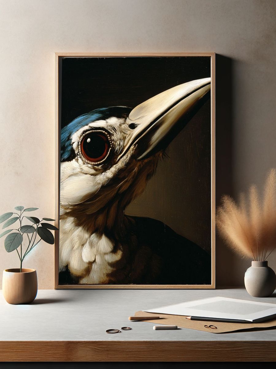 Kingfisher Portrait Illustration Poster. — room view 2