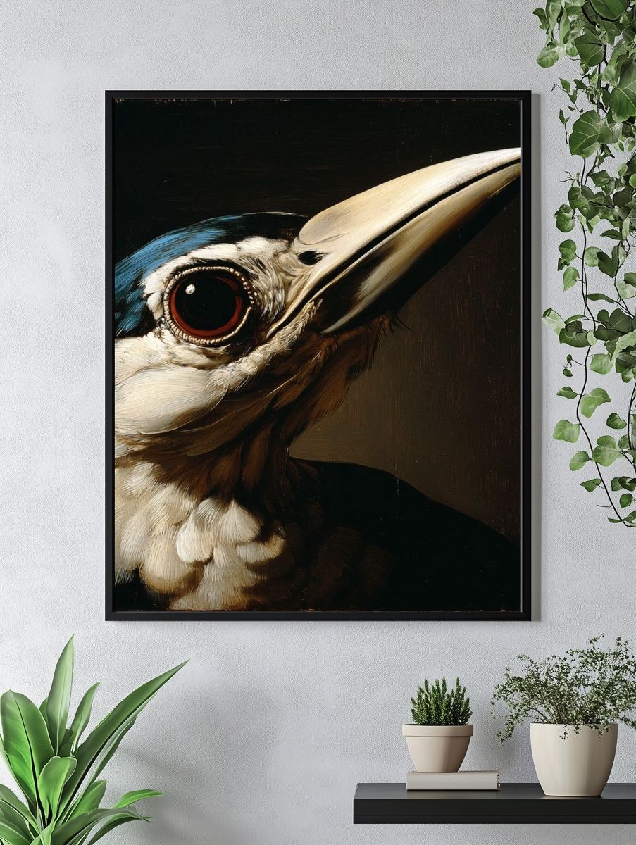 Kingfisher Portrait Illustration Poster. — room view 4
