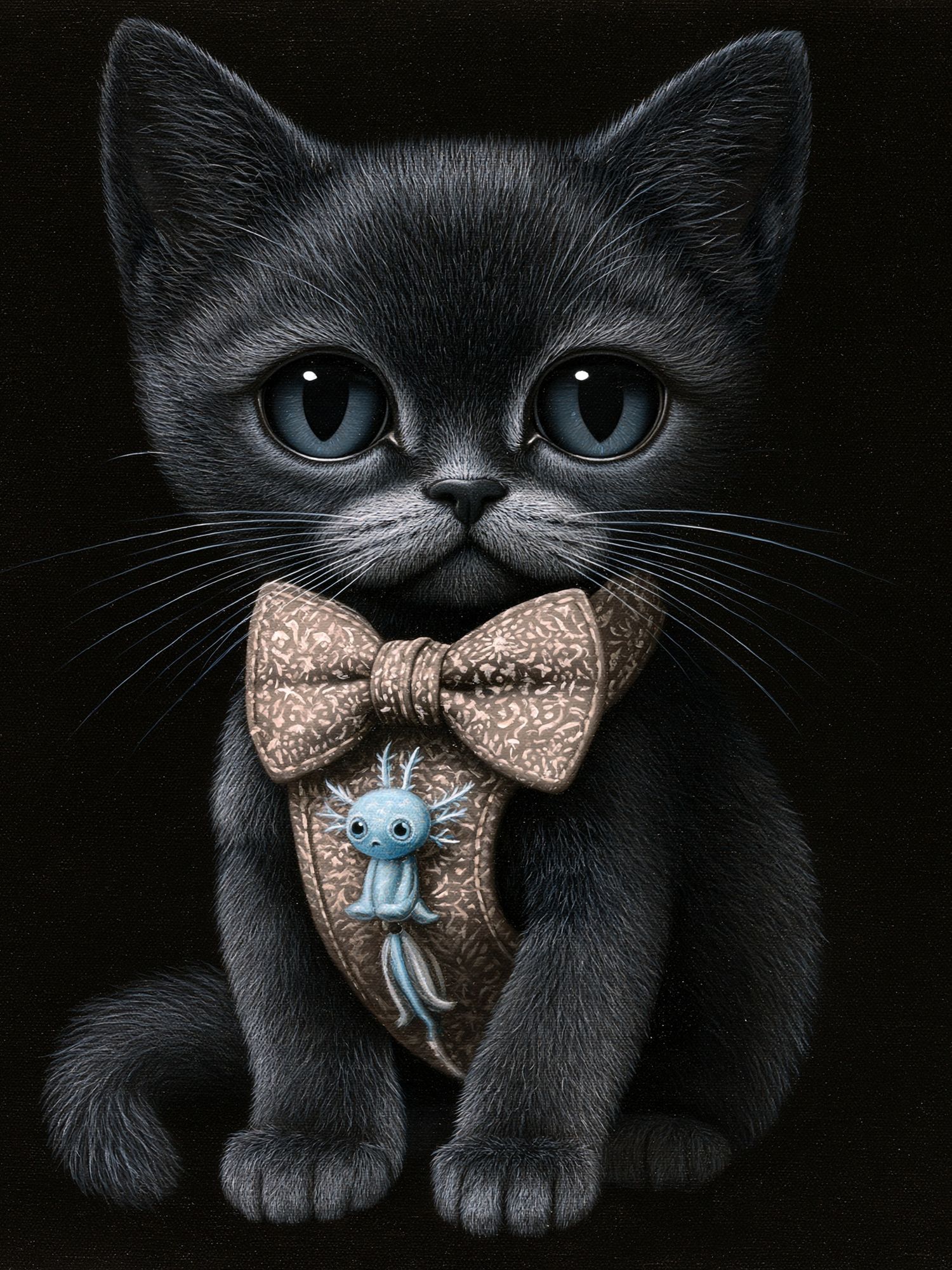 Black Kitten Portrait Illustration Poster. poster detail