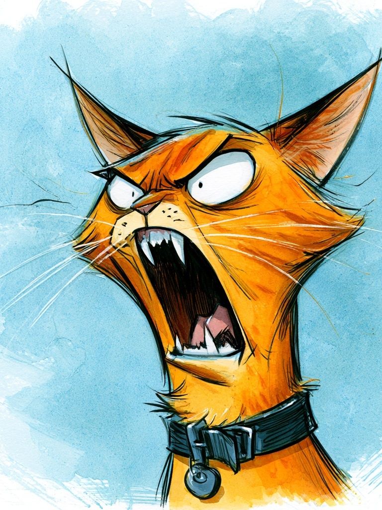 Angry Cat Illustration Poster. poster — animals art
