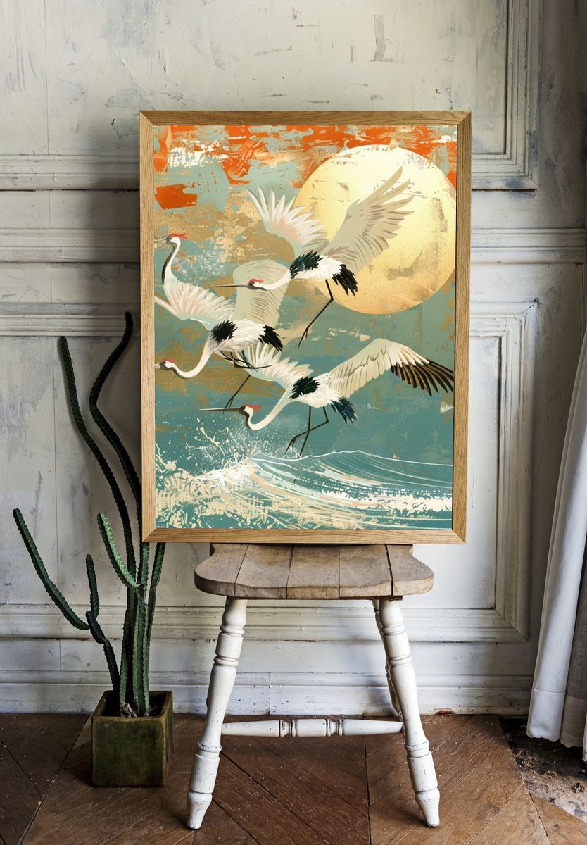 Crane Flight — Japanese Illustration Print. — room view 1