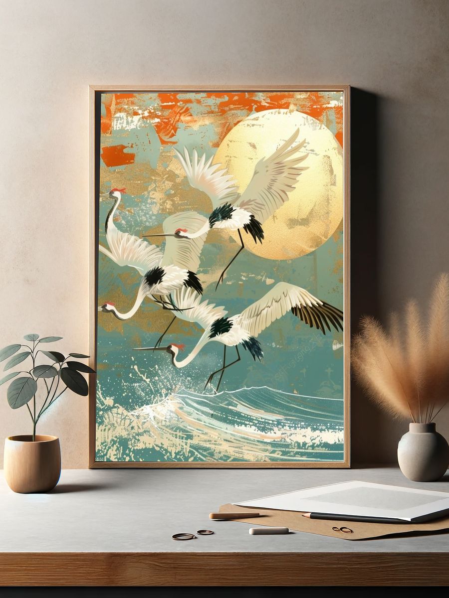 Crane Flight — Japanese Illustration Print. — room view 2