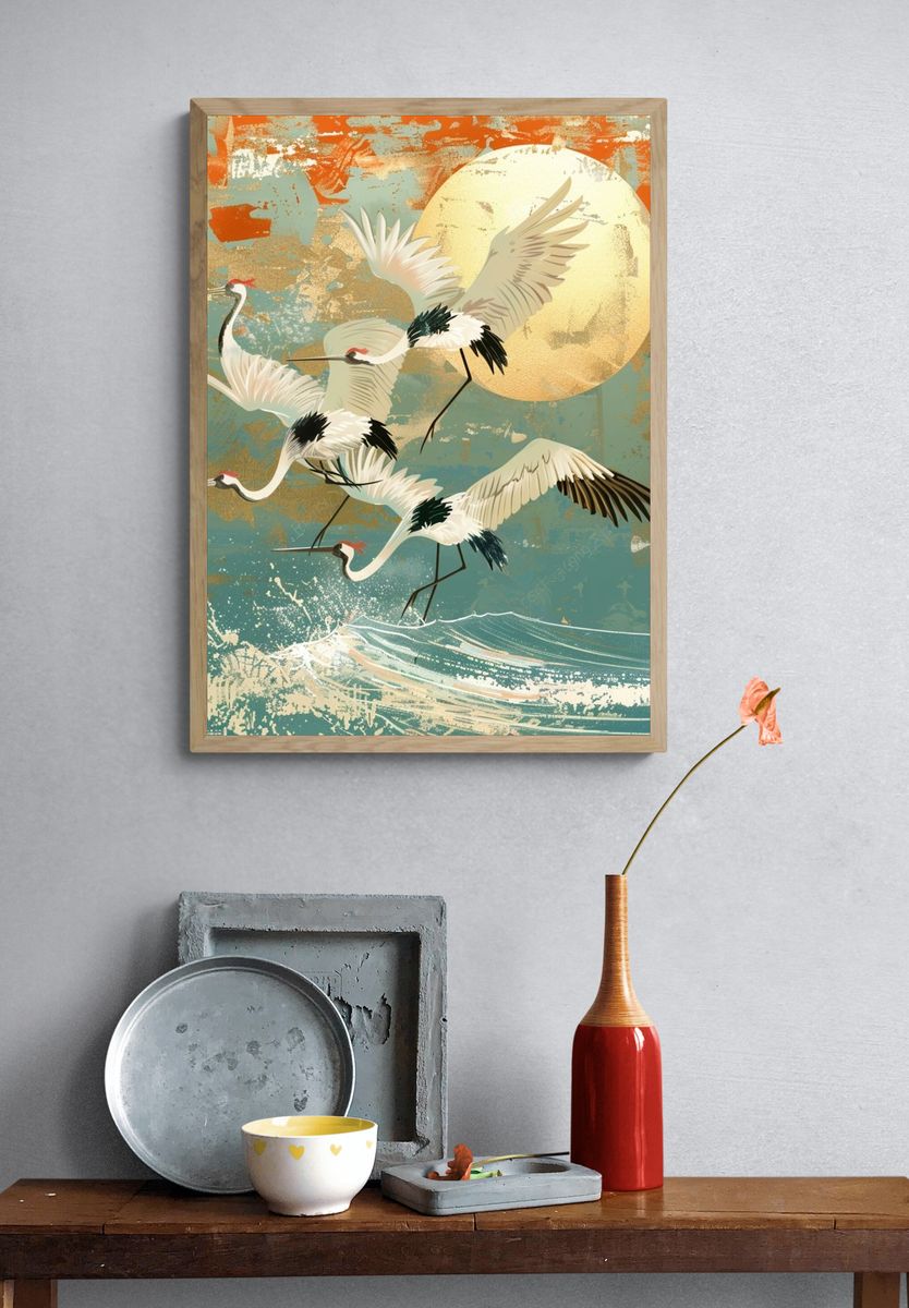 Crane Flight — Japanese Illustration Print. — room view 3