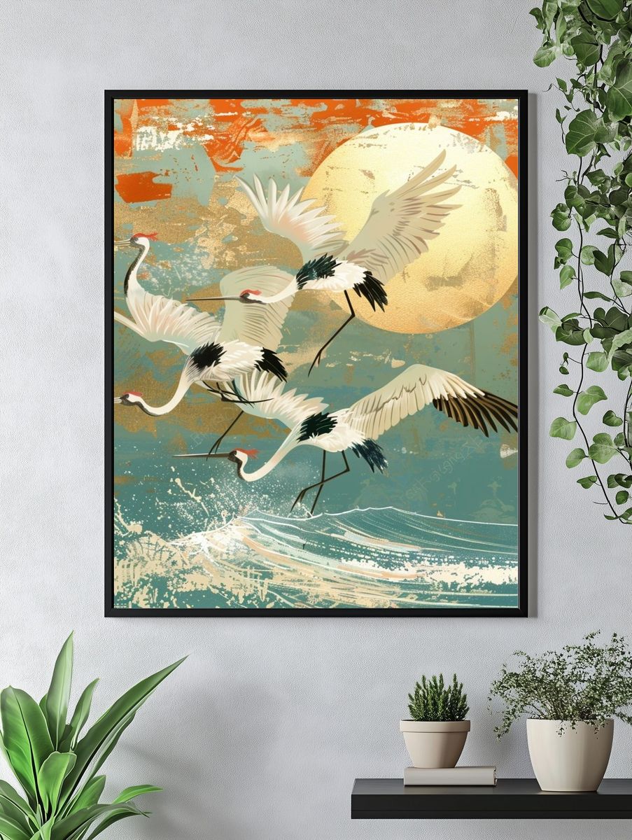 Crane Flight — Japanese Illustration Print. — room view 4
