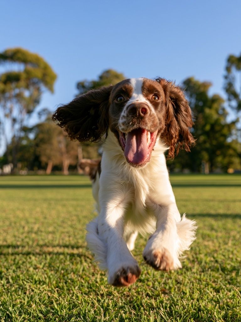Happy Spaniel Run Photography Poster. poster detail