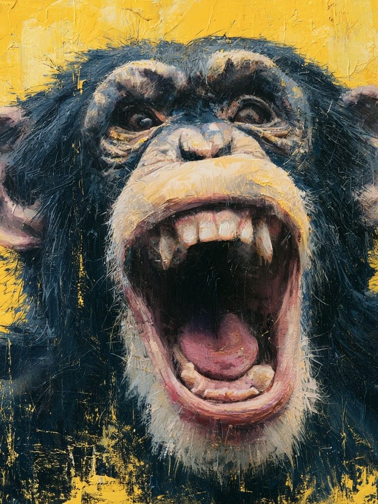 Roaring Chimpanzee Portrait Poster. poster — animals art