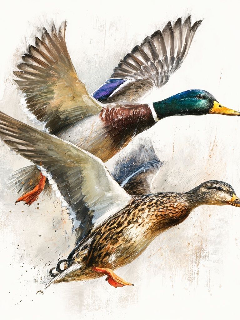Flying Ducks Watercolor Print. poster detail