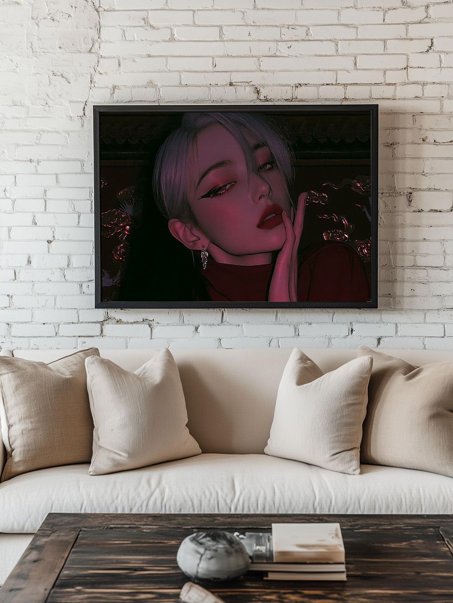 Glamorous Anime Portrait Poster. — room view 1