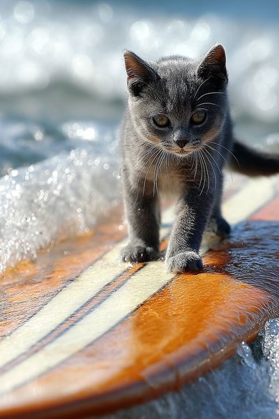 Surfboard Kitten Photography Poster. poster