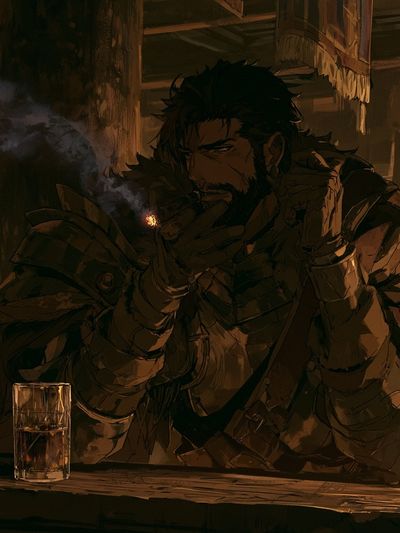 Smoky Cigar Warrior Illustration Print.
