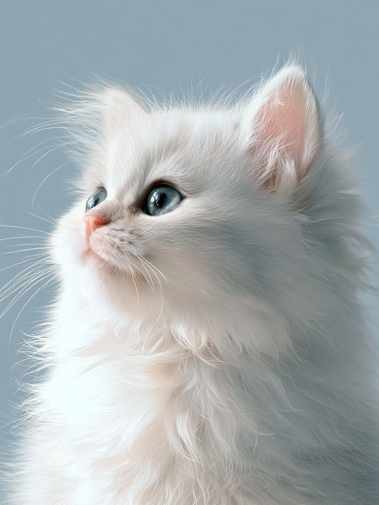 White Kitten Portrait Print. poster detail