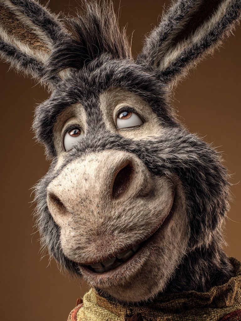 Smiling Donkey Portrait Print. poster detail