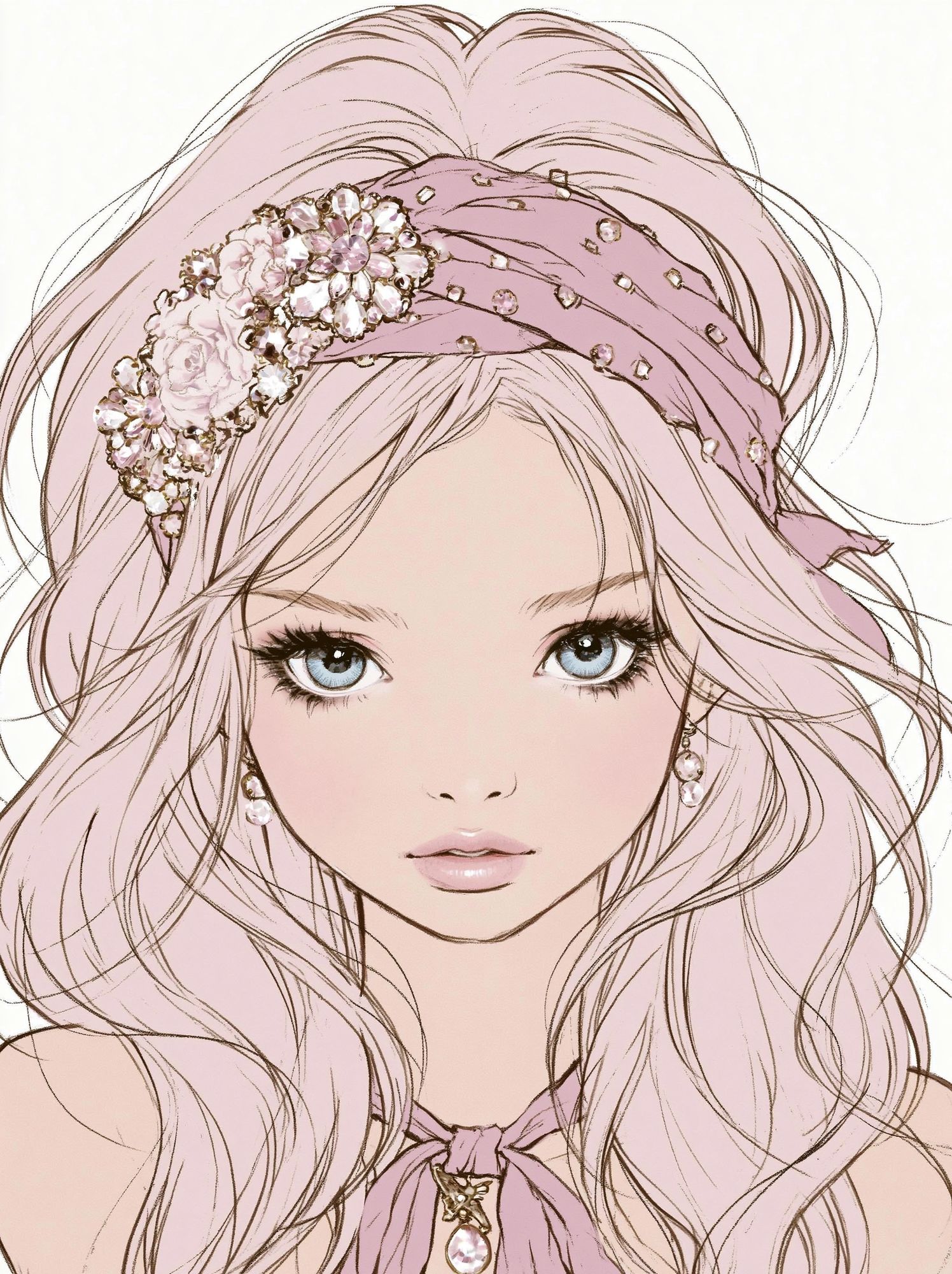 Pastel Princess Portrait Print. poster — anime art