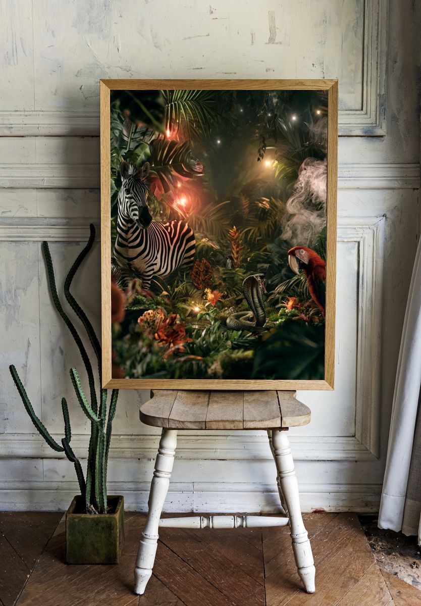 Tropical Jungle Wildlife Poster. room preview