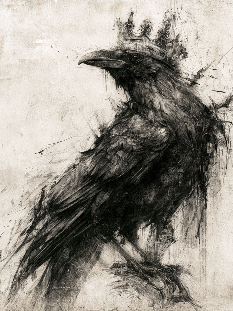 Crowned Raven Ink Poster. poster detail
