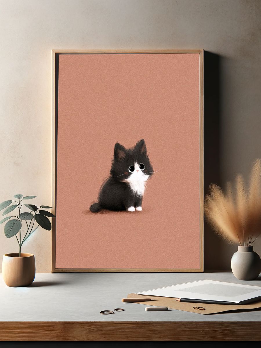 Tuxedo Kitten Illustration Poster. — room view 2