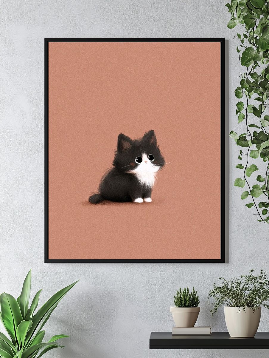 Tuxedo Kitten Illustration Poster. — room view 4