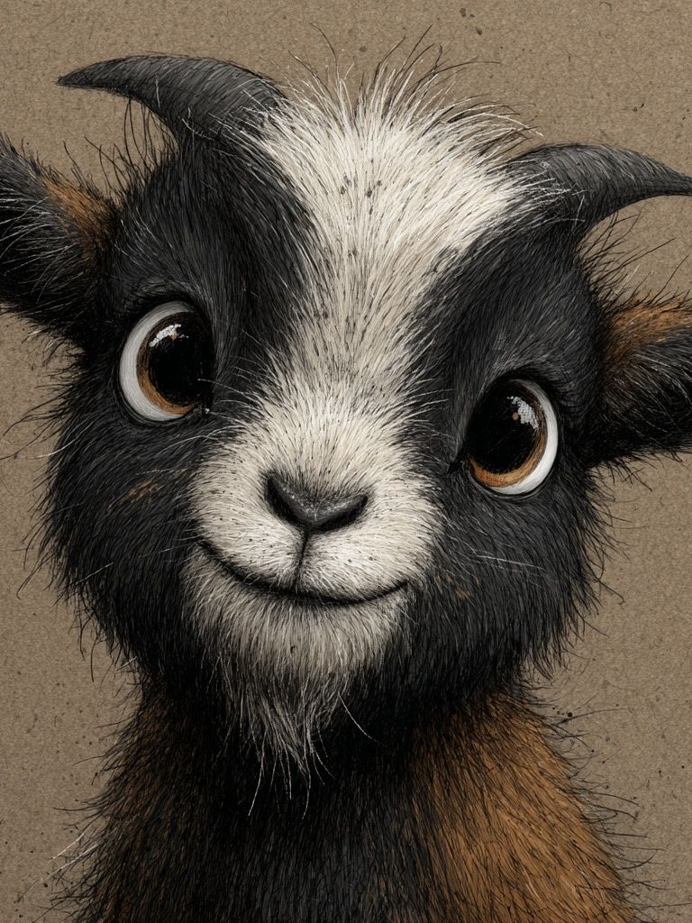 Cute Goat Portrait Illustration Poster. poster — animals art