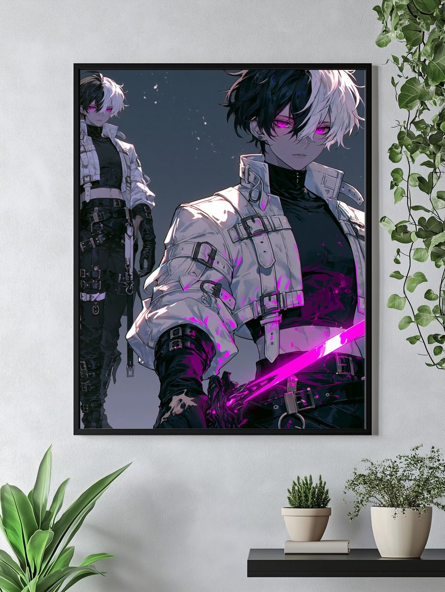 Anime Cyberpunk Swordsman Poster. — room view 4